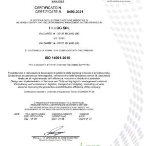 Tilog ottiene la certificazione ISO 14001:2015